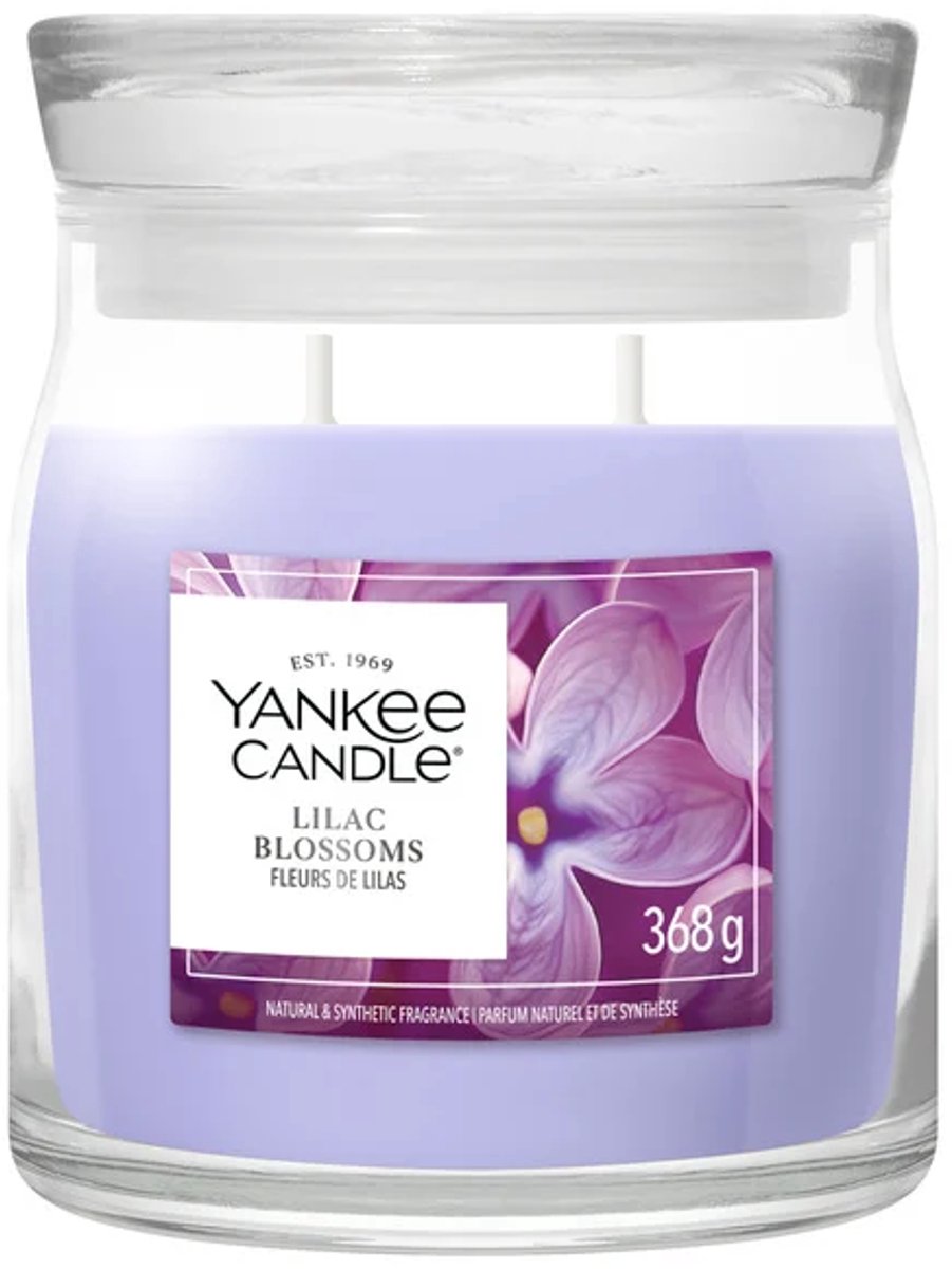 Yankee Candle Lilac Blossoms Medium Geurkaars - 50 branduren - 2 lonten Paars