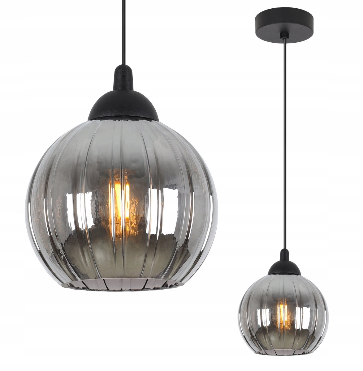 COSTA Hanglamp Zwart Glas E27 - Stijlvolle Verlichting voor Elk Interieur