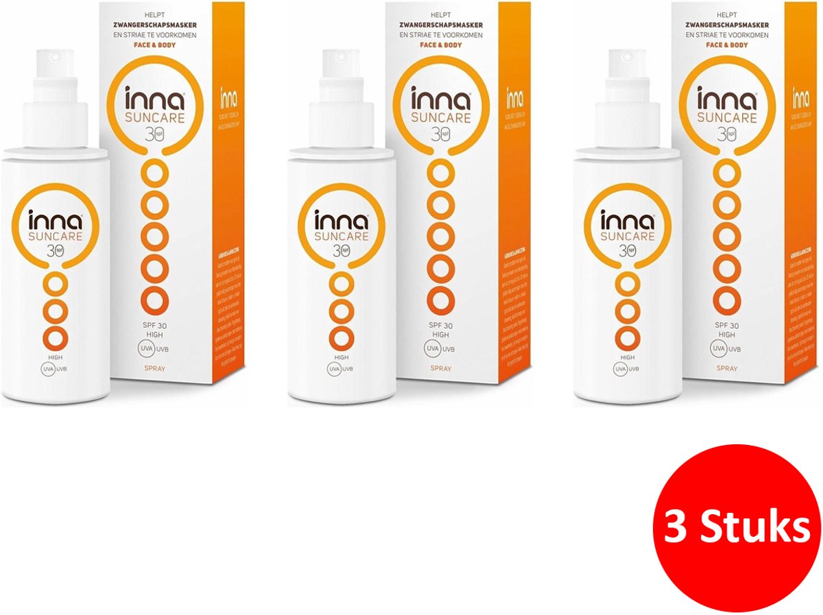Inna Suncare Zonnebrand Spray SPF 30 voor Zwangere Vrouwen - 3 x 150 ml - Face & Body - Waterresistent - Zonnecrème Gezicht & Lichaam