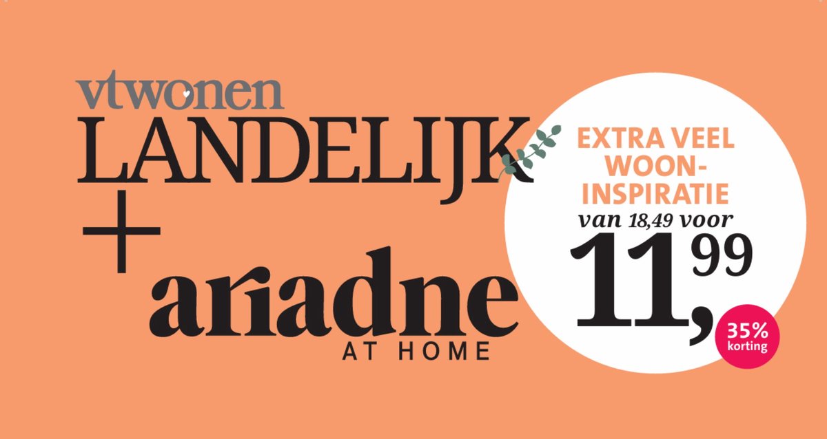 Pakket Landelijk 2026-08 - Magazine voordeelpakket: vtwonen Landelijk 8 & Ariadne at Home 8