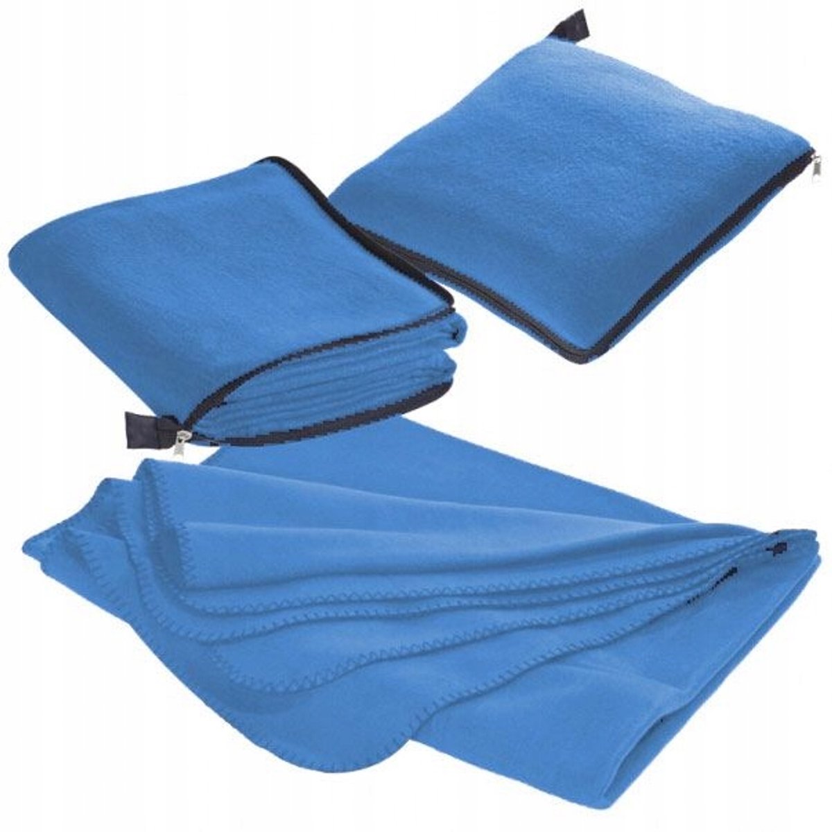 RADCLIFF 2-in-1 Fleece Deken/Kussen Blauw 180x120cm