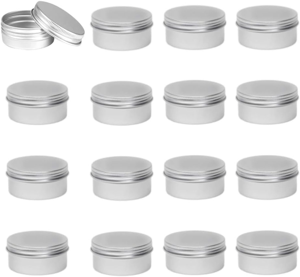 Ronde Aluminium Reiskcontainers - 16 Stuks Lege Cosmetische Potjes met Schroefdop, Ideaal voor Crème en Monsters