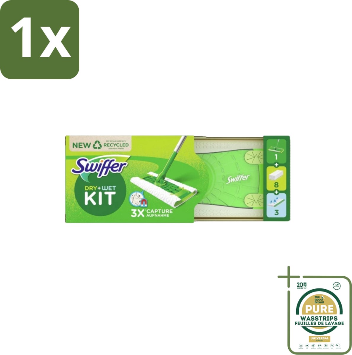 1 x Swiffer – Vloerreiniger – Starterkit – 1 dweil + 8 droge & 3 vochtige doekjes- Vloerreiniger - Schoonmaken - Stofzuiger - Droge Doek - Vochtige Doek