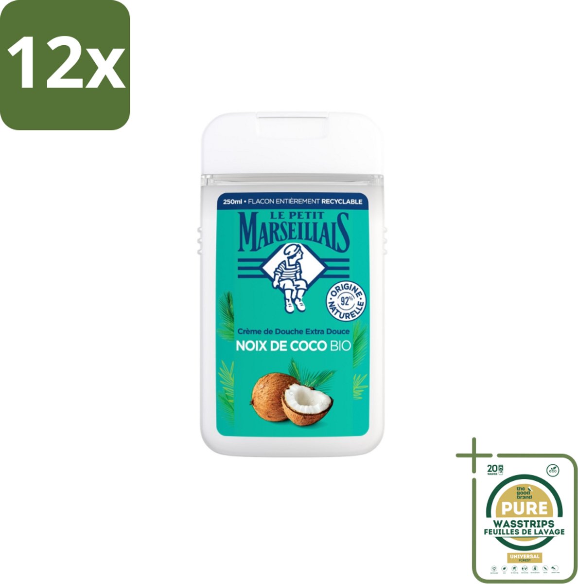 Le Petit Marseillais – Douche & Bad – Coco – 650 ml - Voordeelverpakking - 12 stuks - Huid verzorgen - Schuim
