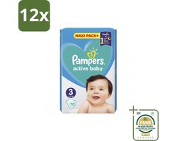 Pampers – Luiers – Active Baby Maat 3 – 70 Luiers - Voordeelverpakking - 12 stuks - Huidbescherming - Luchtdoorlatende luiers
