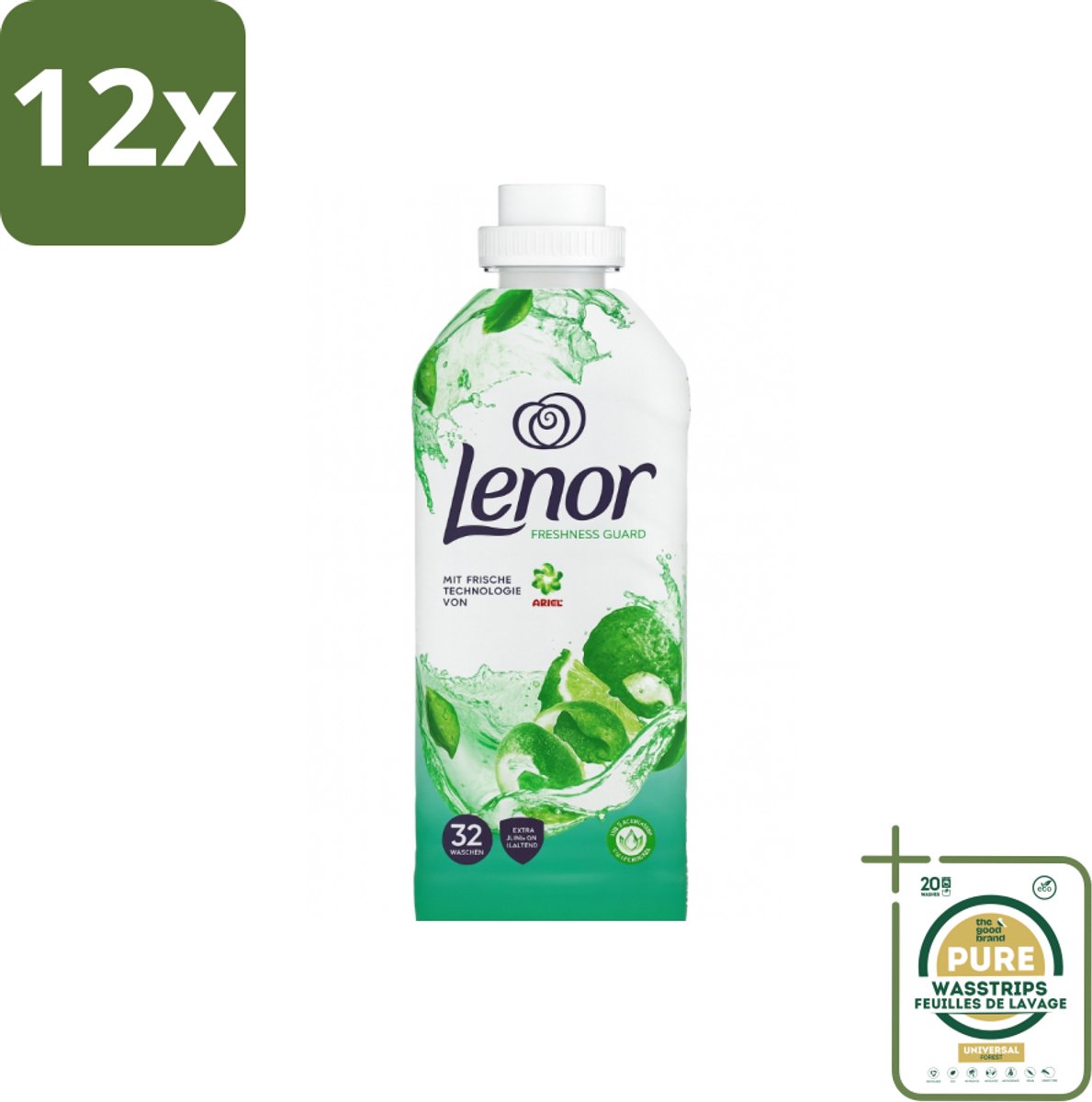 Lenor – Wasverzachter – Freshness Guard – 32 Wasbeurten – 800 ml - Voordeelverpakking - 12 stuks - Geur - Geurprofiel