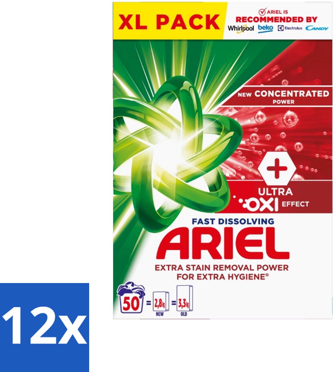 Ariel – Waspoeder – Oxi – 2,8 kg – 50 wasbeurten - Voordeelverpakking - 12 stuks