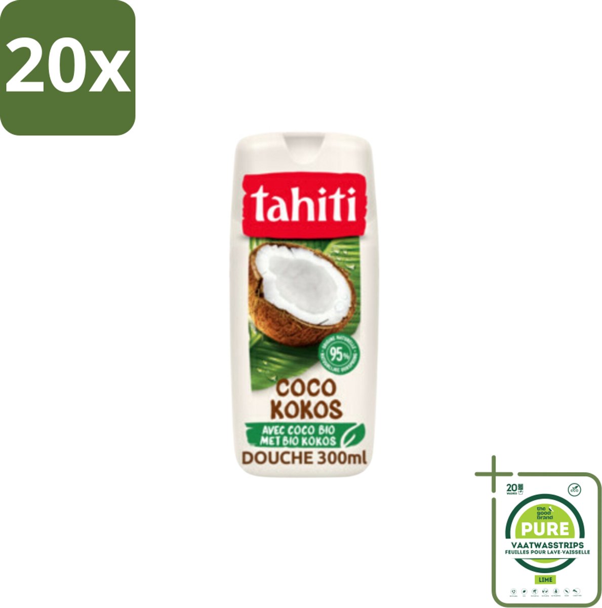 20 x Tahiti – Douchegel – Coco - 315 ml - Grootverpakking - Douchegel Kokos - Kokosgeur - Tropisch - Ontspannen Douche - Huid Verzorgen
