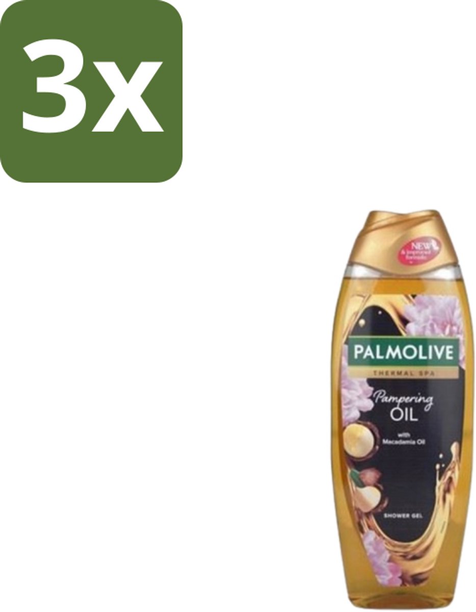 3 x Palmolive – Douchegel – Thermal Pampering Oil – 650 ml - Douchegel - Huidverzorging - Warme Douchegel - Voedende Douchegel - Aromatische Douchegel