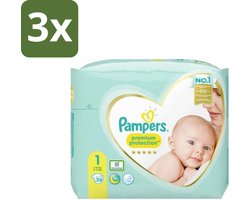 3 x Pampers – Luiers – Premium Protection Maat 1 – 26 Luiers - Luiers Voor Pasgeboren Baby's - Zachte Luier - Navelvriendelijke Luier - Dermatologisch Getest - Superabsorberende Kern