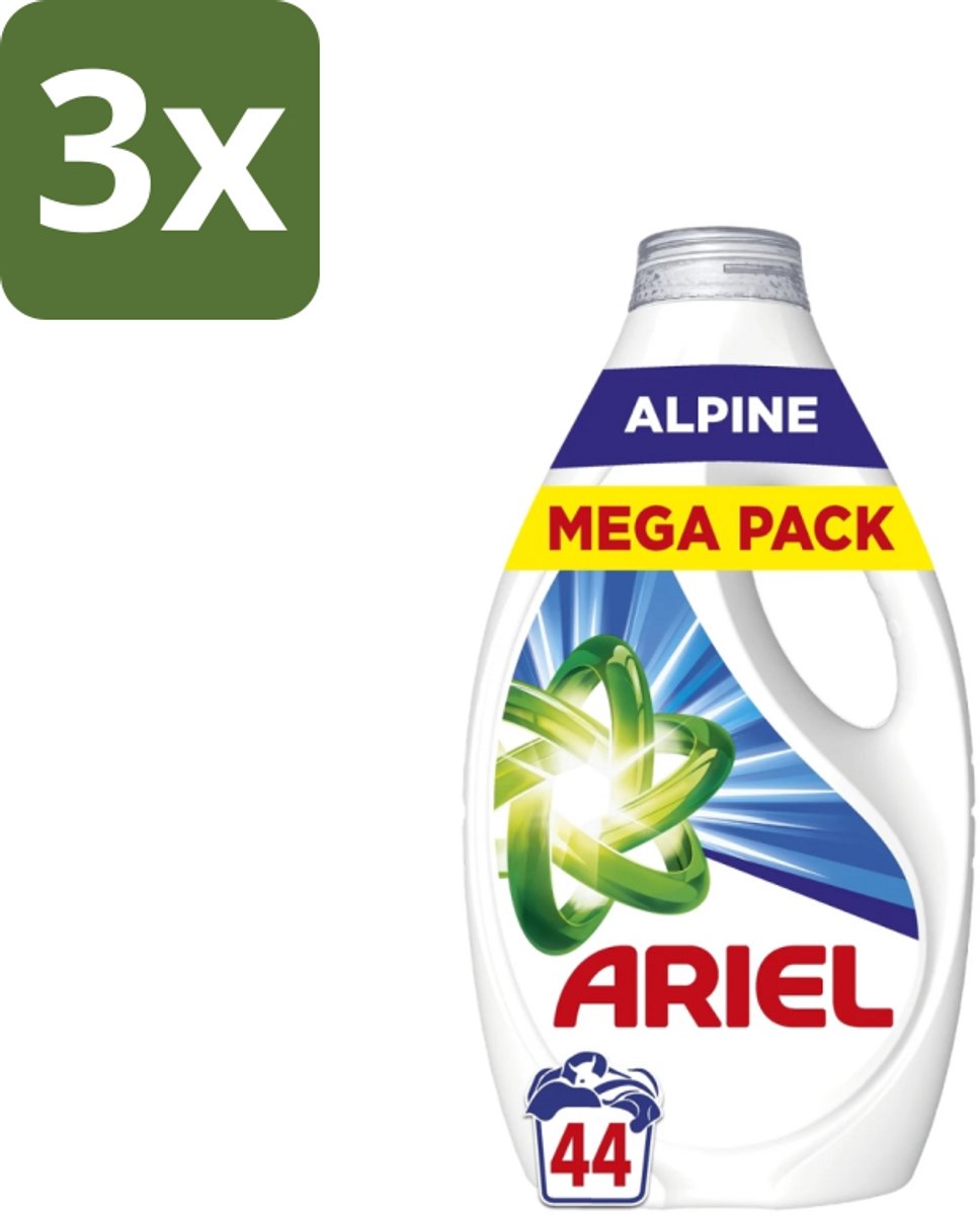 3 x Ariel – Vloeibaar Wasmiddel – Alpine – 1980 ml – 44 wasbeurten - Vloeibaar Wasmiddel - Vlekverwijdering - Koud Wassen - Ariel Alpine - Wasmiddel 1980 Ml