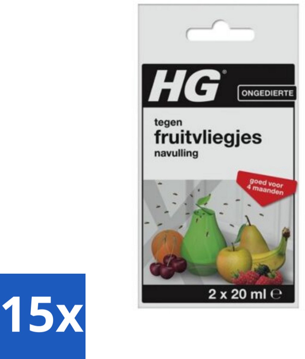 15 x HG X - Fruitvliegjesval Navulling - Goed Voor 4 Maanden - 2 Vallen - Fruitvliegjesval Navulling - Fruitvliegjesval Vullen - Fruitvliegjes Val - Fruitvliegjes Val Navulling - Fruitvliegjes Val 4 Maanden