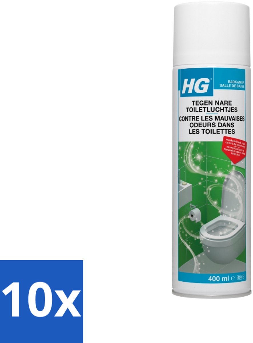 10 x HG Tegen Nare Toiletluchtjes 400 ml - Toiletlucht Neutraliseren - Nare Geur Weg - Lucht Reinigen - Geur Neutraliseren - Badkamer Geur