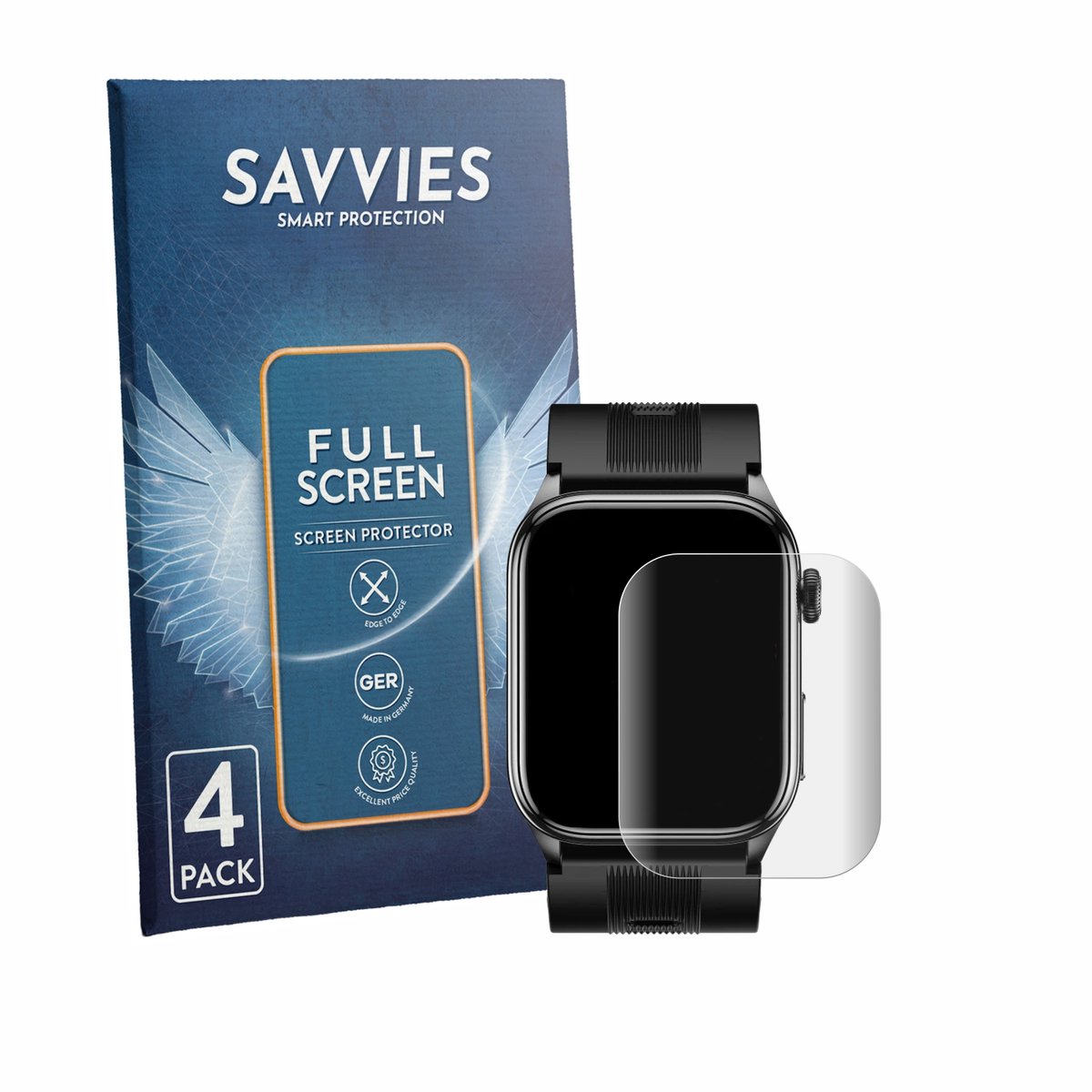 Savvies - Screenprotector voor Knauermann Pro 4 AIR (rechthoekig) - Folie Beschermfolie transparant volledig dekking 4 Stuks