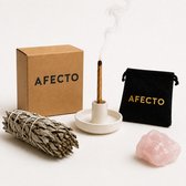 Afecto Set van witte salie + Palo Santo + roze kristal: de kracht van liefde en harmonie