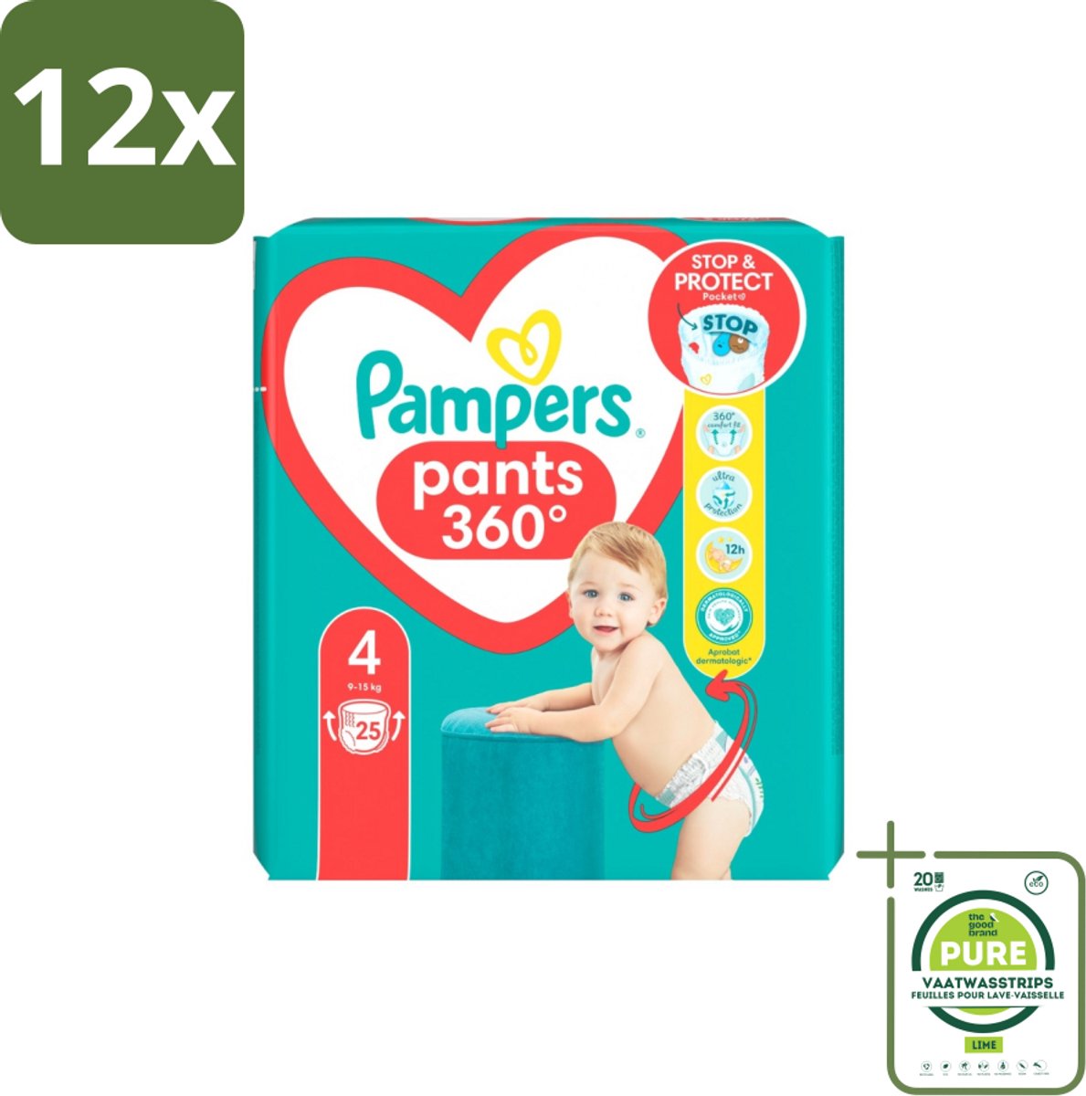 Pampers – Luierbroekjes – Baby Dry Pants Maat 4 – 25 Luiers - Voordeelverpakking - 12 stuks - Baby luier - Droge luier