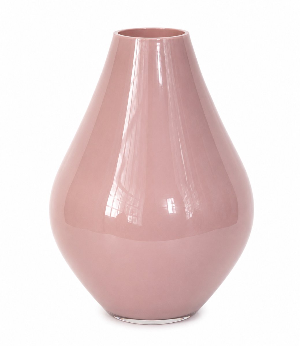 Vase The World - Lesse Vaas - Zachtroze Glas - Decoratieve Bloemenvaas - Modern Design