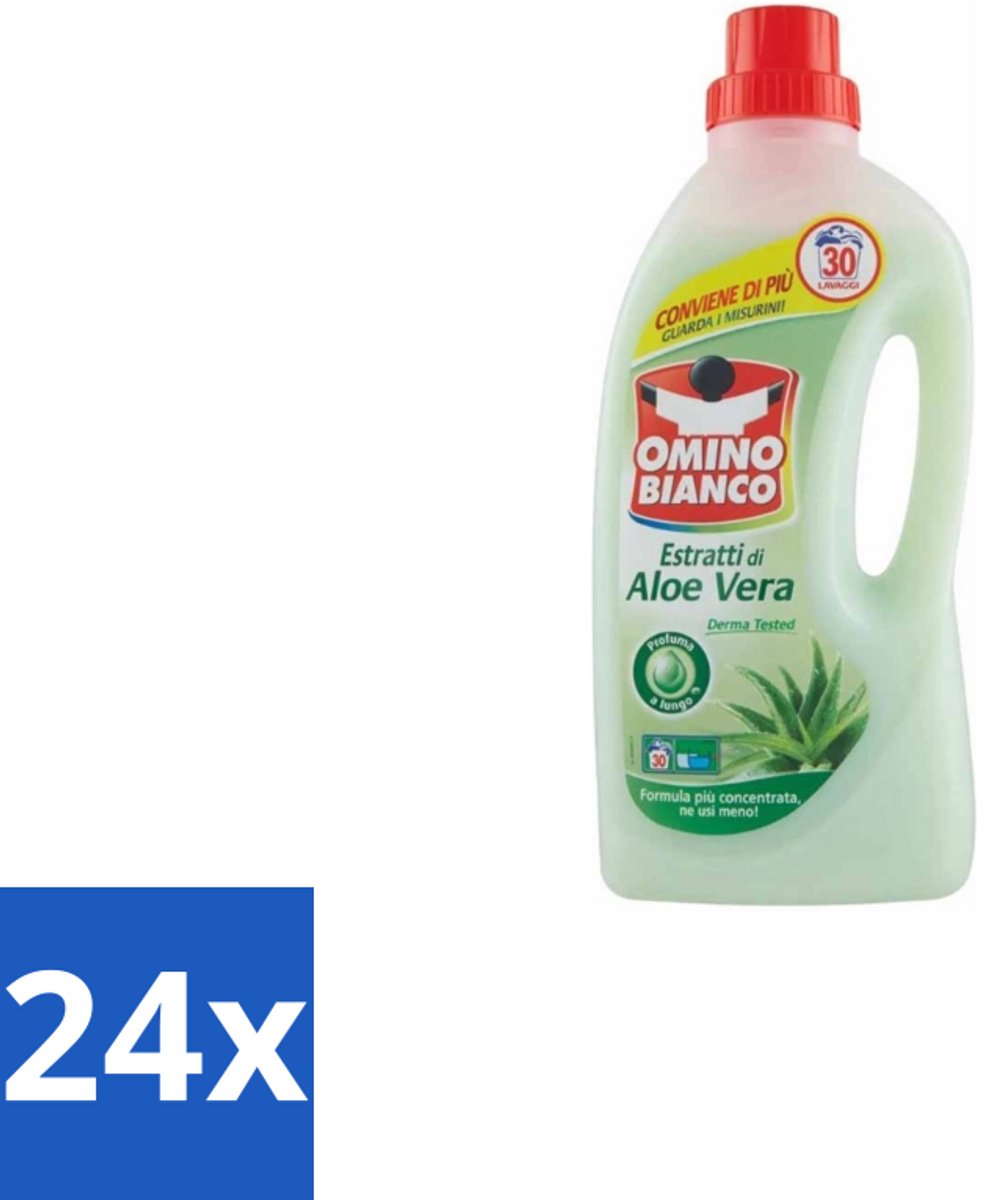 Omino Bianco – Vloeibaar Wasmiddel – Aloë Vera – 1500 ml - Voordeelverpakking - 24 stuks