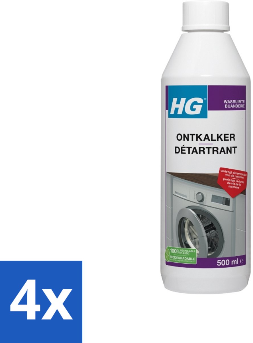 4 x HG Ontkalker 500 ml - Kalkverwijderaar - Ontkalker - Koffiezetapparaat Ontkalken - Waterkoker Ontkalken - Wasmachine Ontkalken