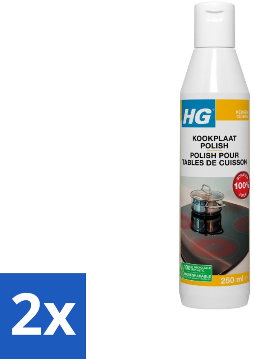 2 x HG Kookplaat Polish 250 ml - Kookplaat Reiniger - Keramische Kookplaat - Inductie Kookplaat - Vet Verwijderen - Vuil Verwijderen