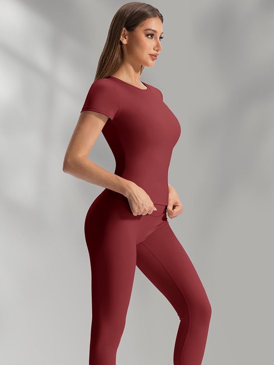 Currero Pilates Pak Dames - Yoga - Buttshaper - Gym - Fitness - Butt Lift - Bil Vergrotend - Heup Liftend - Yogakleding - Rood XL — afbeelding 3