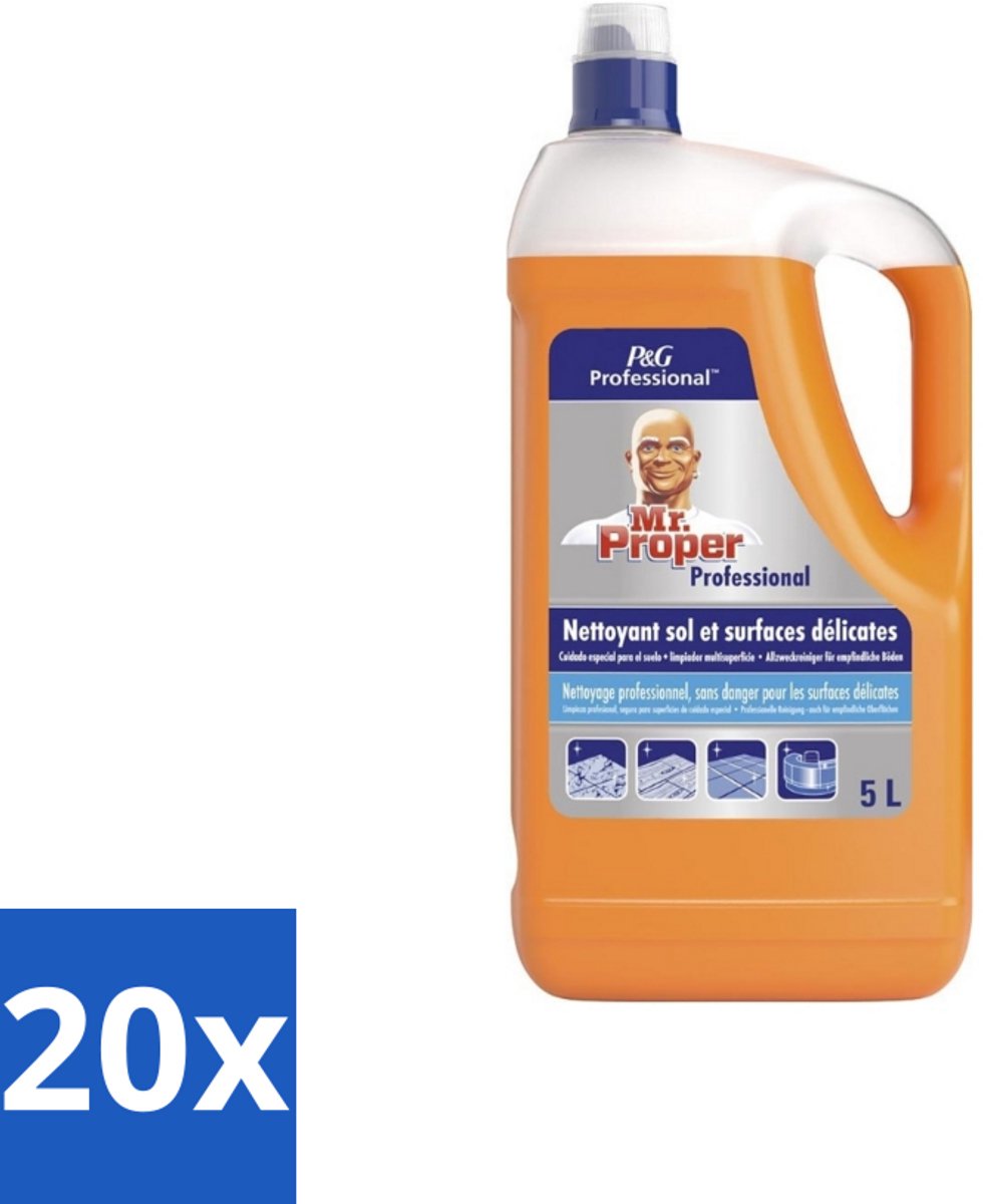 Mr. Proper – Allesreiniger – Professional Delicate – 5 L - Bulkverpakking - 20 stuks