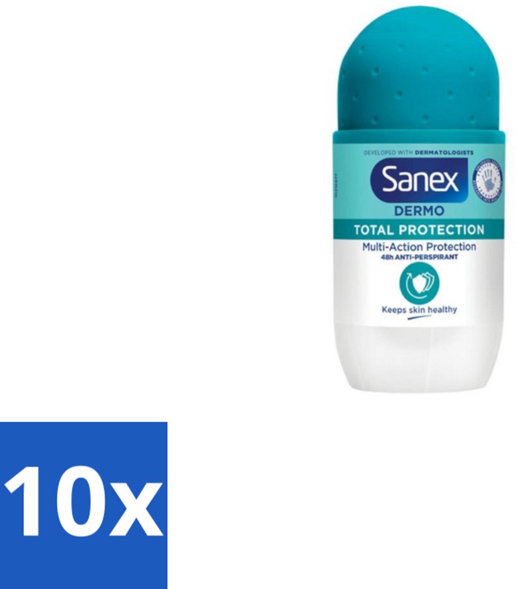 Sanex – Deodorant Roll-On – Dermo Total Protection – 50 ml - Bulkverpakking - 10 stuks