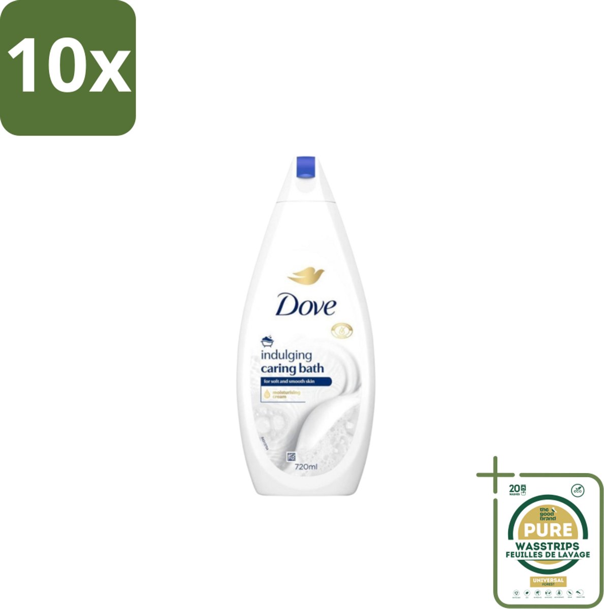 10 x Dove – Badcrème – Indulging Cream – 720 ml - Grootverpakking - Badcrème - Badcrème 720 Ml - Badcrème Voor Huid - Badcrème Voor Zintuigen - Zachte Reiniging