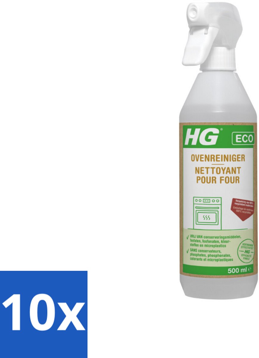10 x HG Eco Ovenreiniger 500 ml - Oven Reinigen - Vet Verwijderen - Oven Reiniger - Eco Oven Reiniger - Aangebrand Vet Verwijderen