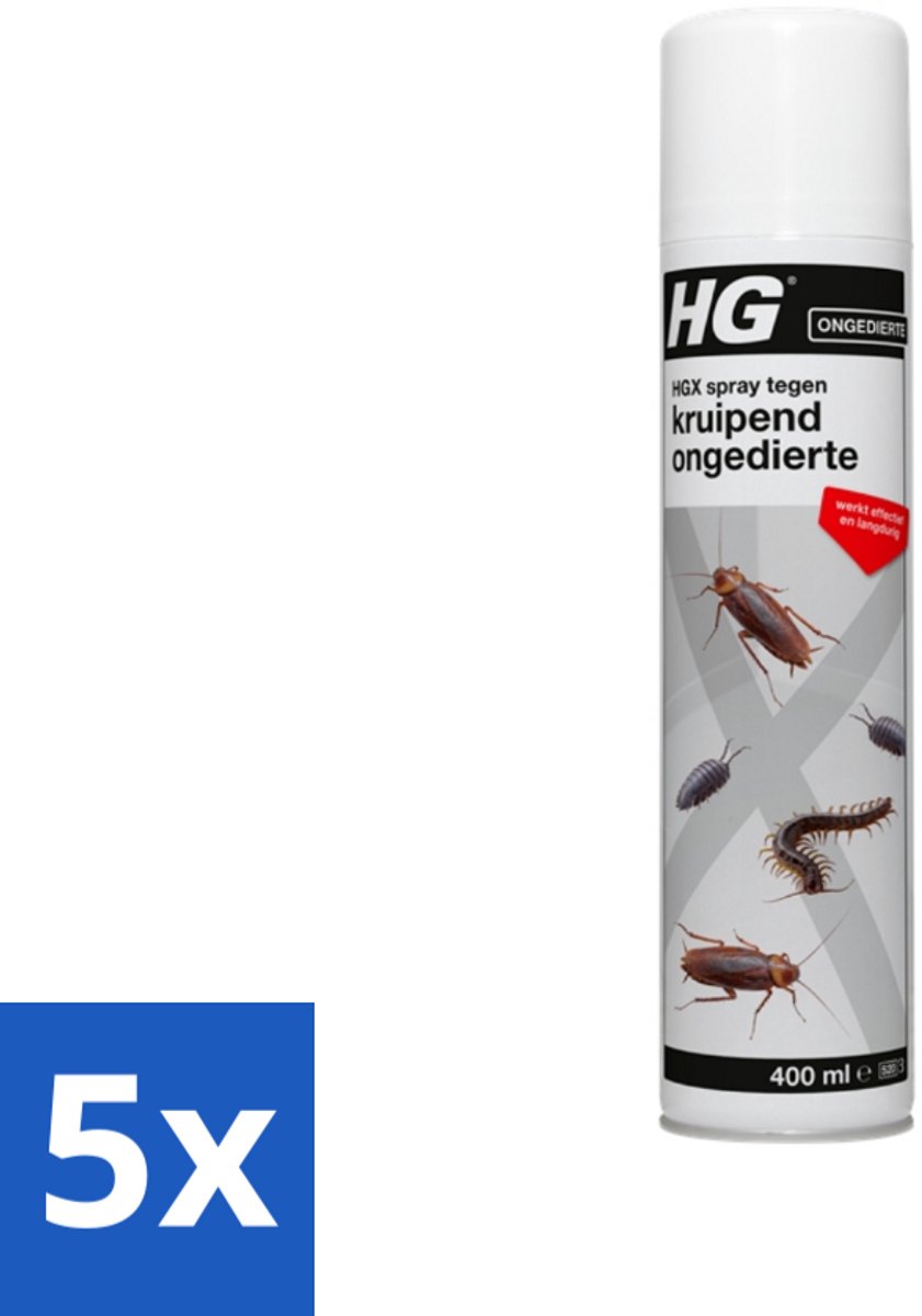 5 x HG X Tegen Kruipend Ongedierte 400 ml - Kruipend Ongedierte Bestrijding - Mieren Bestrijding - Kakkerlak Bestrijding - Tapijtkever Larven Bestrijding - Pissebed Bestrijding