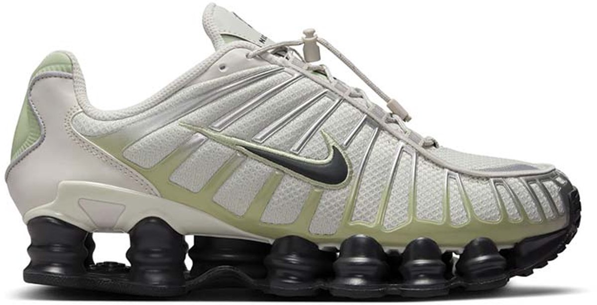 Nike Shox TL – Light Bone/ Aura/Metallic /Off Noir Shox Lifestyle Dames Sneakers voor Vrouwen Wit