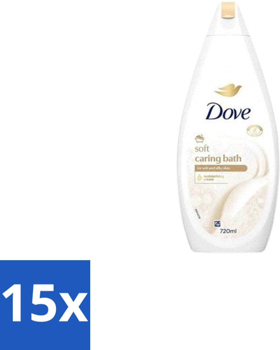 15 x Dove – Badcrème – Soft – 720 ml - Douchegel - Zachte Reiniging - Zijdezachte Huid - Glycerine - Schuim