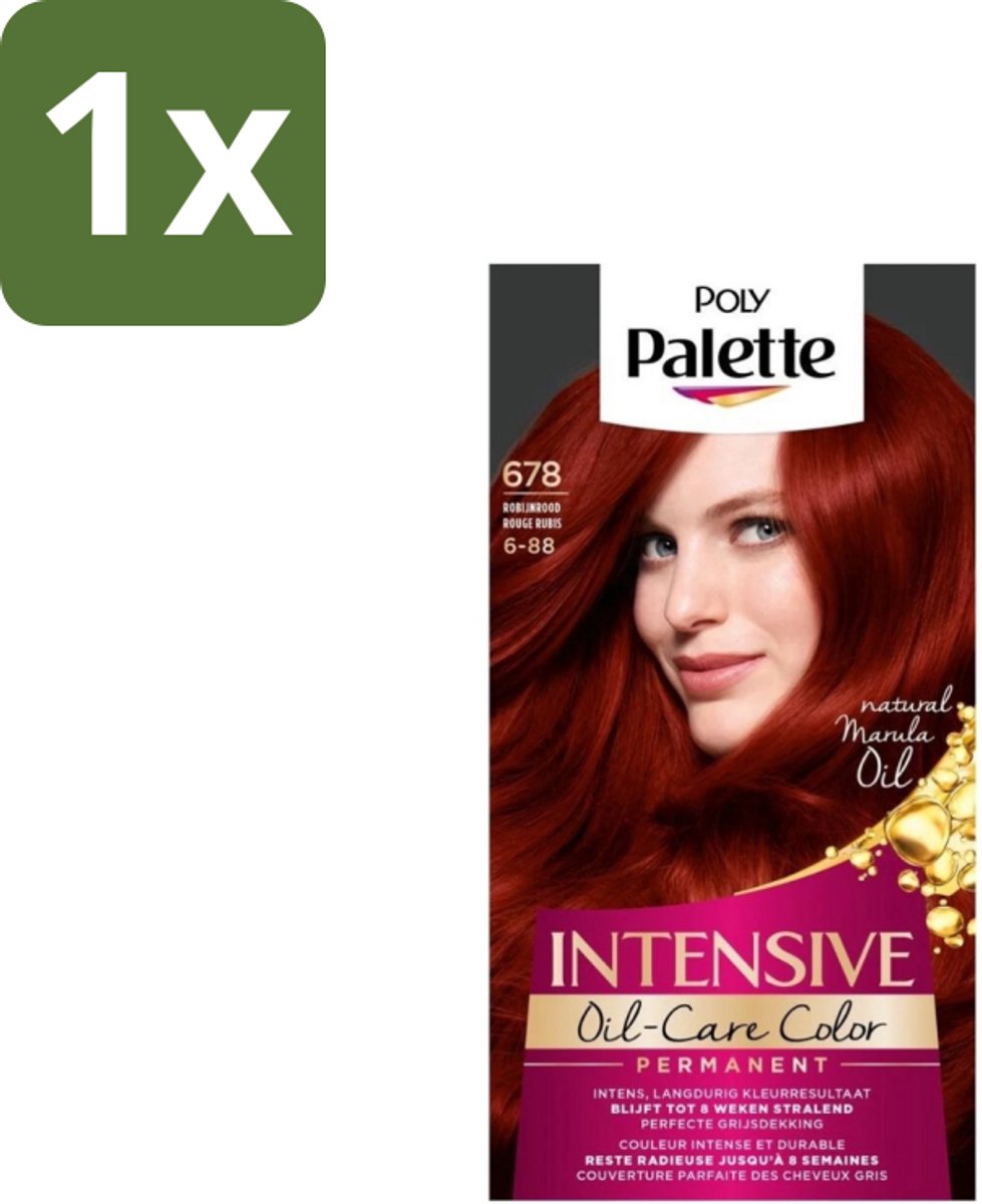 1 x Poly Palette – Haarverf – 678 Robijnrood / 6-88 – 115 ml - Robijnrood - Intens Rood - Langdurige Kleur - Grijsdekking - Haarverzorging
