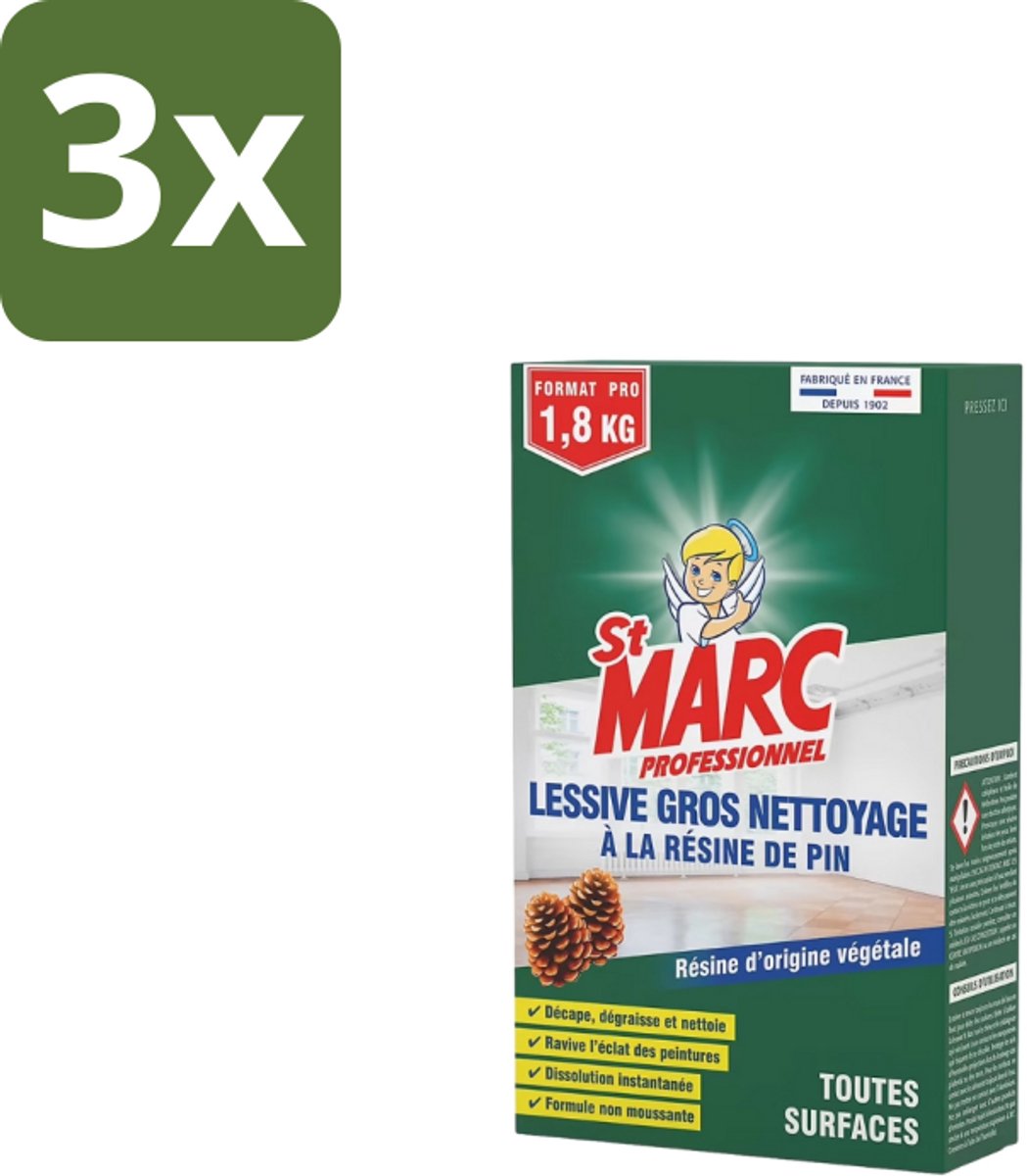 St. Marc – Multireiniger Poeder – Professioneel Dennenhars – 1 kg - Bulkverpakking - 3 stuks