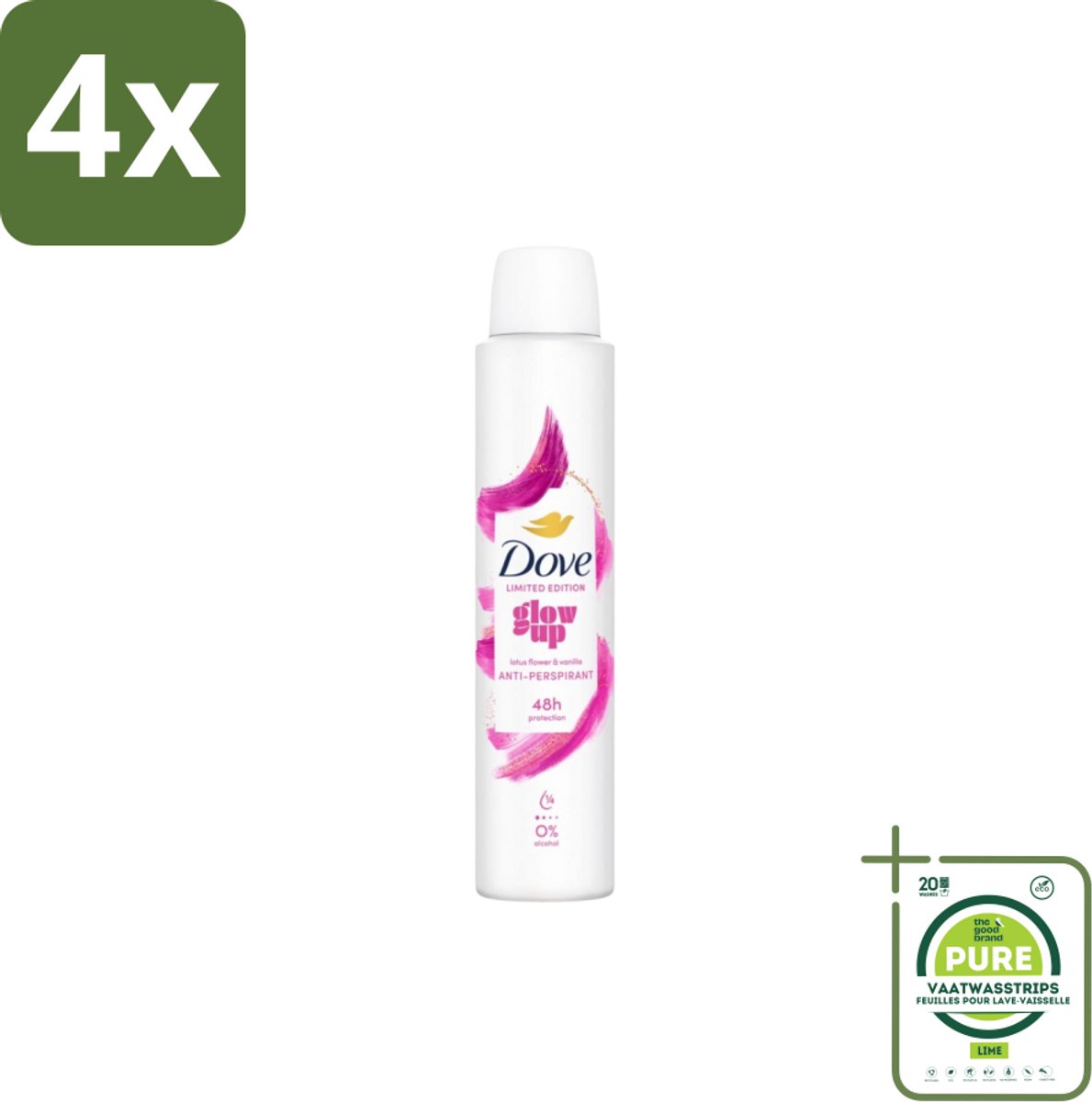 Dove – Deodorant Spray – Glow Up – 200 ml - Voordeelverpakking - 4 stuks - Anti-transpirant spray - Zweetvermindering