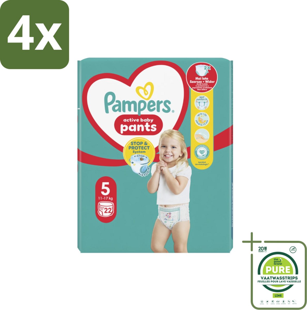 Pampers – Luierbroekjes – Baby Dry Pants Maat 5 – 22 Luiers - Voordeelverpakking - 4 stuks - Baby luier - Droge luier