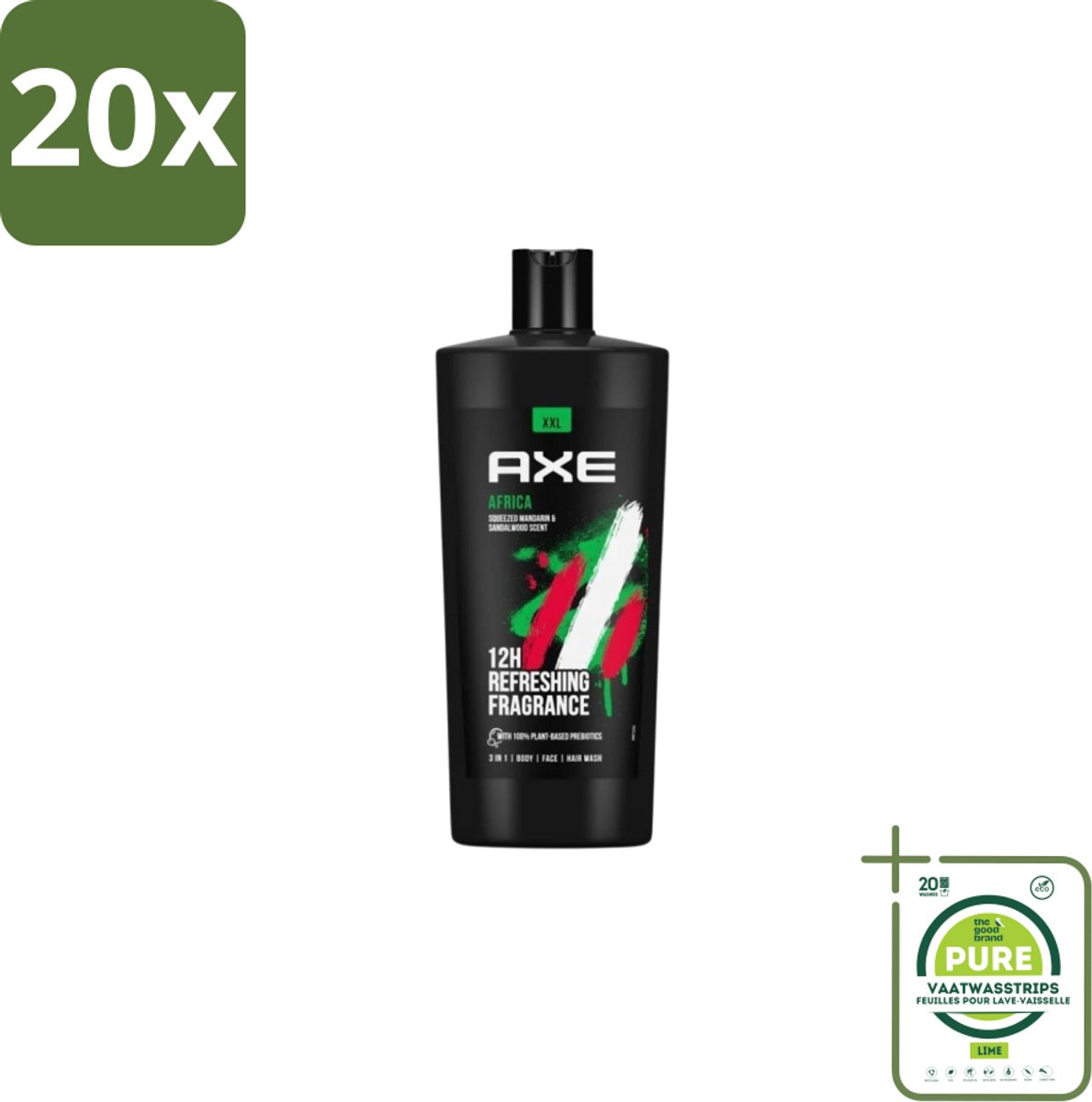 20 x AXE – Douchegel – Africa – 700 ml - Grootverpakking - Douchegel - Douchegel Africa - Douchegel Voor Mannen - Douchegel Warme Geur - Douchegel Kruidige Geur