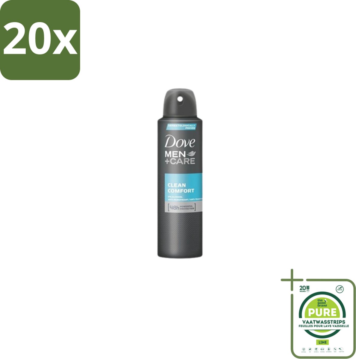 20 x Dove Men+Care – Deodorant Spray – Clean Comfort – 200 ml - Grootverpakking - Anti-transpirant Spray - Okselgeur - Frisse Geur - Schone Geur - Okselverzorging