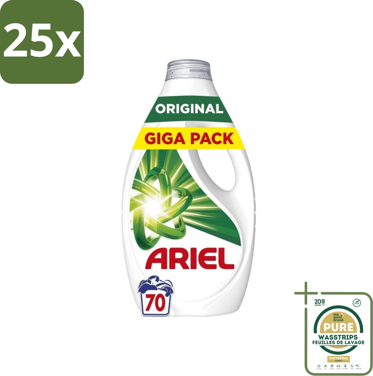 25 x Ariel – Vloeibaar Wasmiddel – Original – 3150 ml – 70 wasbeurten - Grootverpakking - Vloeibaar Wasmiddel - Vlekverwijdering - Wasmiddel Voor Vlekken - Wasmiddel Voor Kleding - Wasmiddel 3150 Ml