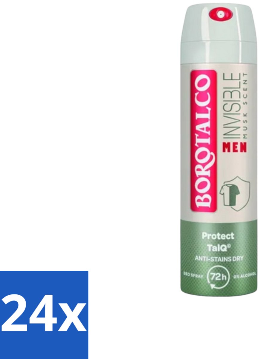 24 x Borotalco – Deodorant Spray – Men Musk Geur – 150 ml - Deodorant Spray - Mannelijke Geur - Musk - Zweetvermindering - Frisse Geur