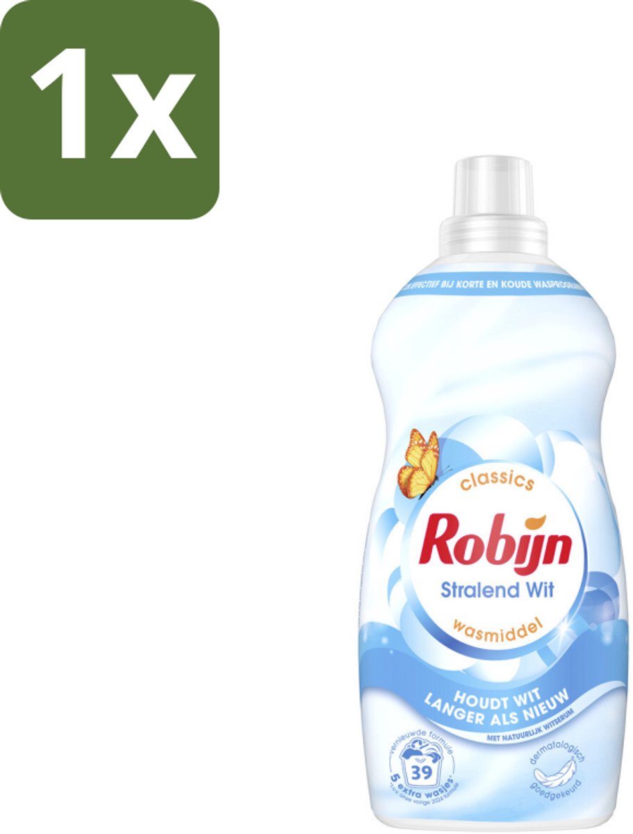 Robijn – Vloeibaar Wasmiddel – Klein & Krachtig Stralend Wit – 1,19 L - 1 stuk