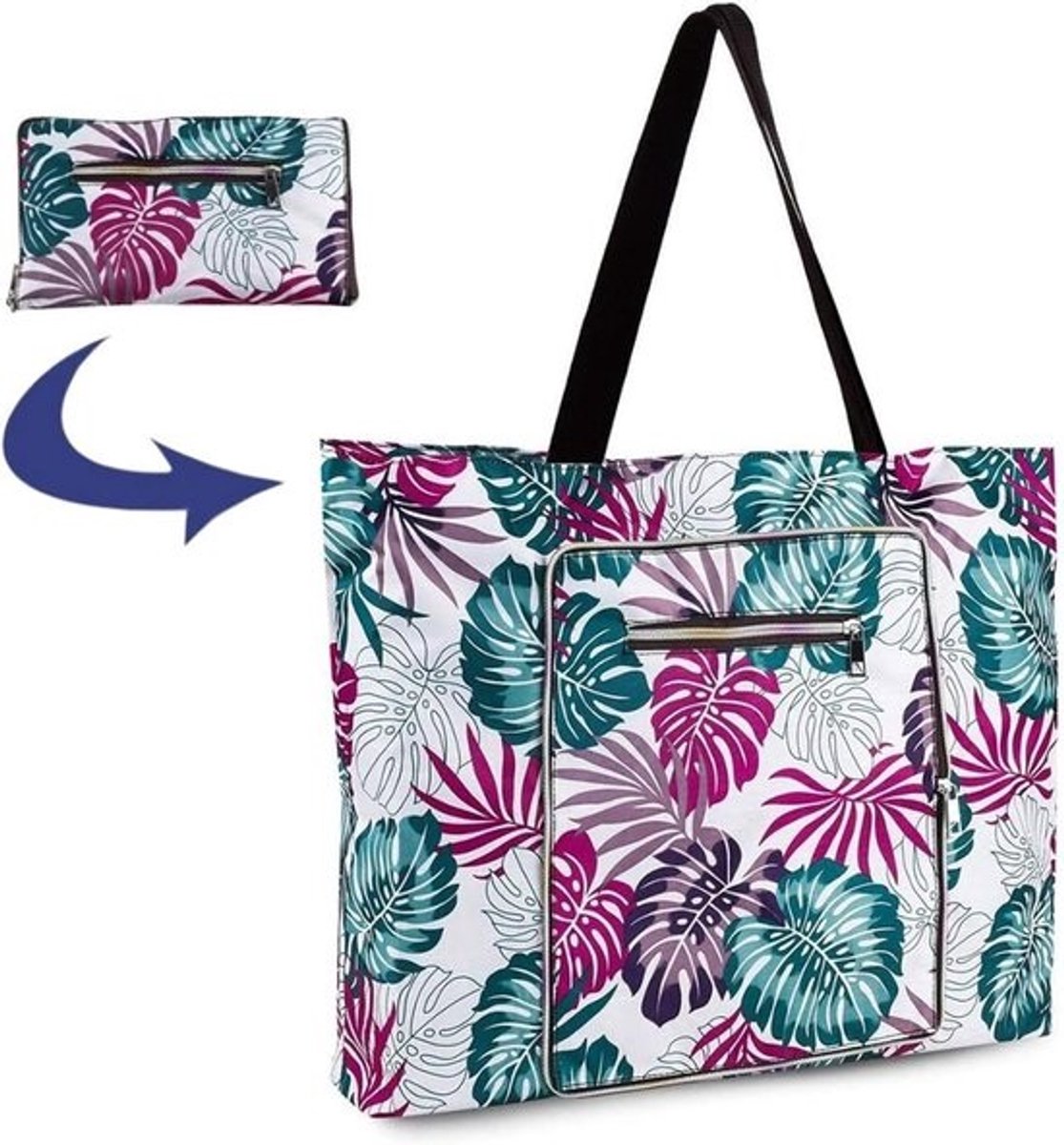 Opvouwbare Strandtas Dames met Ritssluiting - Groot Zomer Shopper XXL - Ideaal voor Strand en Vakantie
