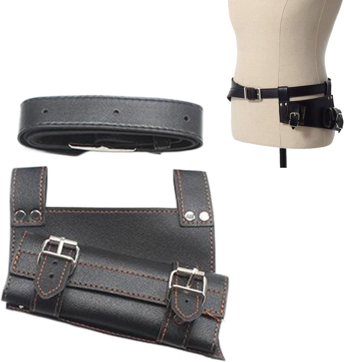 Zwaardhouder met Strap, PU Zwaardriem, Zwaardtas en Papierenhouder, Ideaal voor Cosplay en Samurai Fans, Drie-laags Versterking, 110cm Lengte