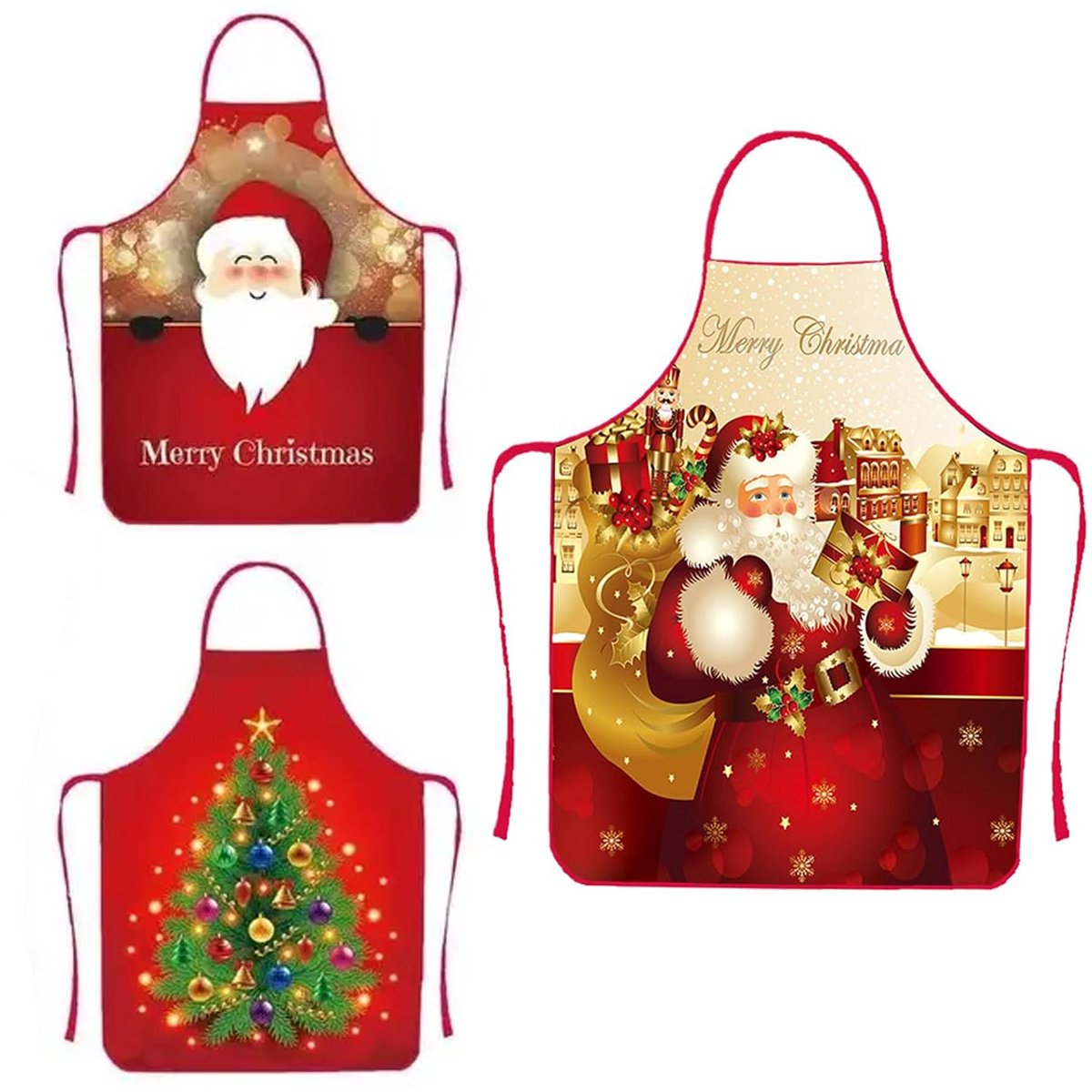 3-delige kerstschorten - 80*60cm - Unisex - Keuken Koken - Keukenschort - Kerst Schort - Kerstschort Volwassenen - Verstelbaar Keukenschort - Waterdicht - Kerstvakantie feestartikelen