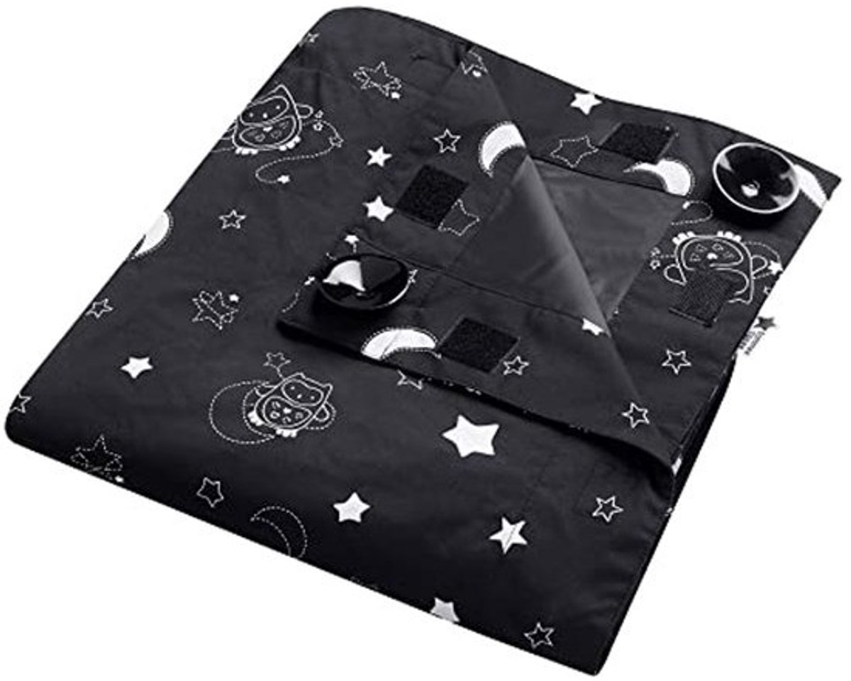 Verstelbaar draagbaar verduisteringsgordijn voor baby's met zuignappen 130 x 198 cm