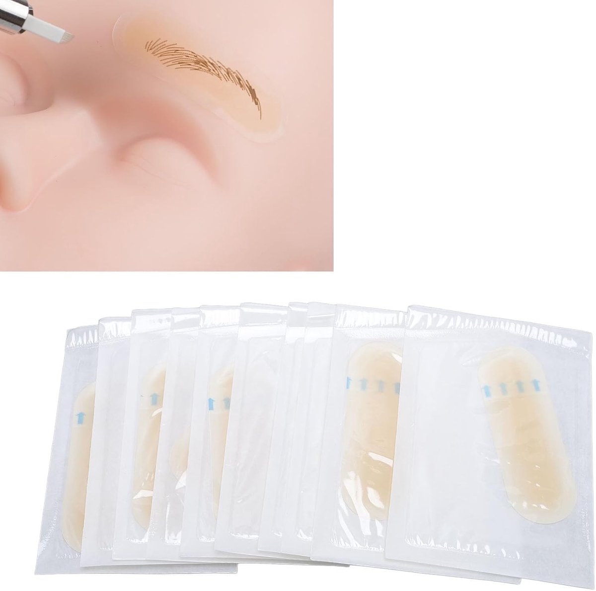 20 Stuks beige Overtrekstickers voor Wenkbrauwen, Ideaal voor Make-up Oefening en Schoonheidsbehandelingen, Wegwerp en Hygiënisch Gebruik