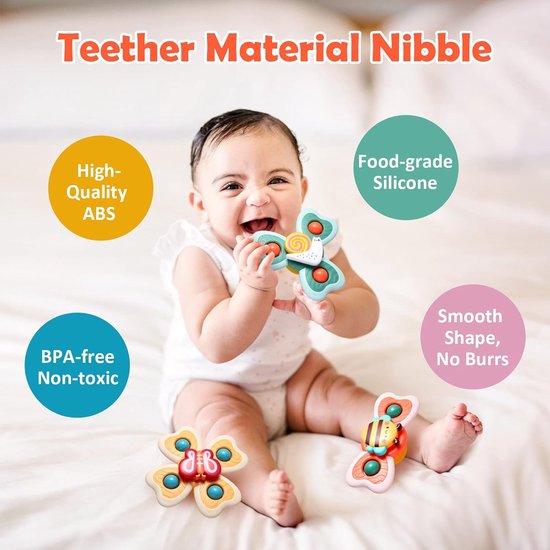 VONKELIOS®3 stuks zuignap draaispeelgoed voor baby's vanaf 6 maanden, insect fidget spinner sensorisch badspeelgoed voor peuters, draaispeelgoed voor kinderstoelen voor kinderen van VONKELIOS® — afbeelding 4
