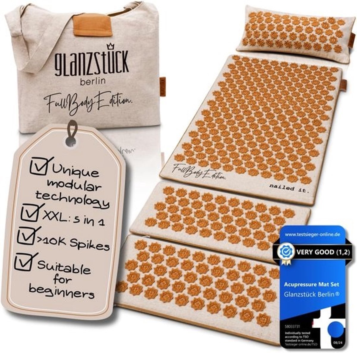 Acupressuur Mat XXL Full Body Set voor Beginners – Vermindert Stress en Pijn