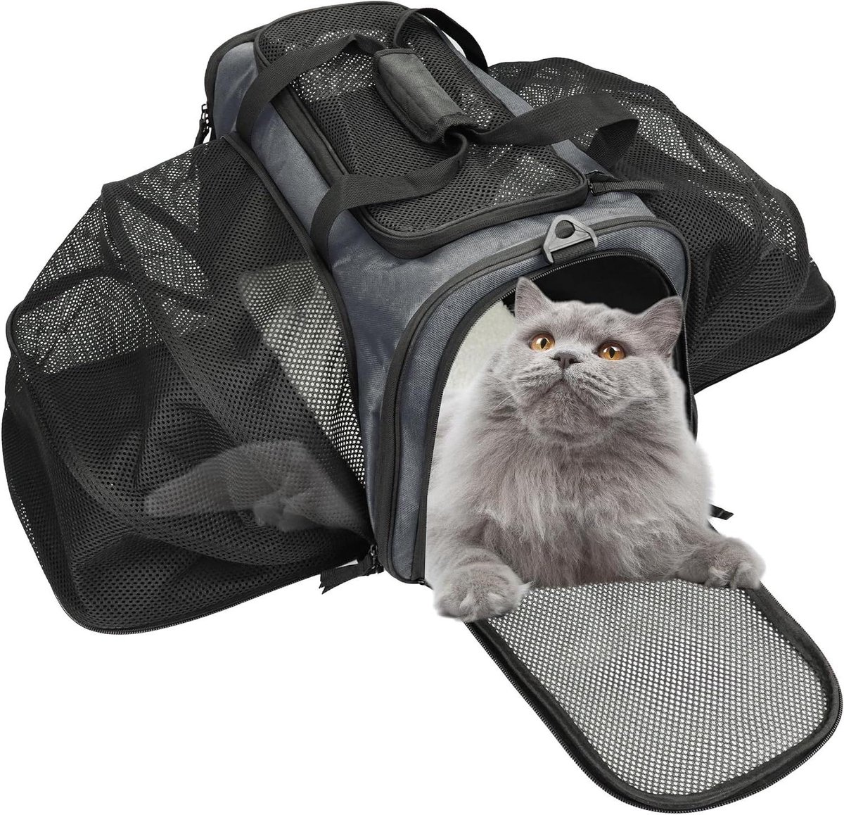 Dieren Transporttas - Reistas Huisdier - Veilig Vervoer - Ademend Mesh - 42 x 25 x 29 cm - Grijs