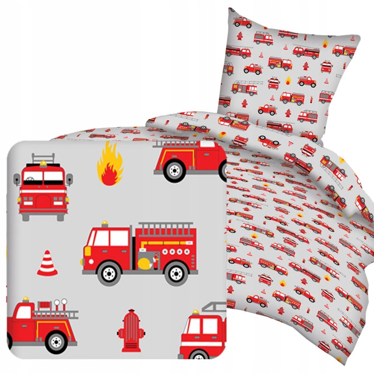 Kinderbeddengoed set 60x120 cm, 100% katoen, brandweerwagens